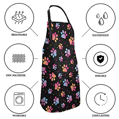 Dog or Paw Apron - 33" x 28" Large with 26" Waist Ties, Lightweight, with 2 Pockets for Your Cooking Essentials - style: Dogs Paw
