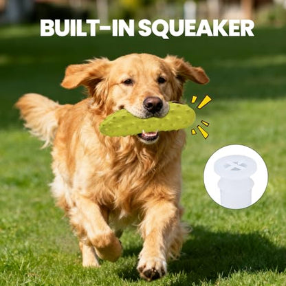 LIFLIX Tough Squeaky Dog Toys, Durable Dog Chew Toy with Natural Rubber, Teething Toys for Medium Large Breeds, Cucumber Pickle Shape, Yellow - color: yellow