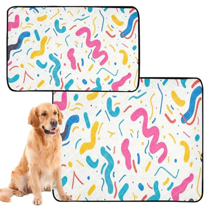 Qilmy Colorful Ribbons Pet Mat, Waterproof Reusable Dog Training Pad Anti-Slip Pet Creat Pad for Small Medium Large Dogs and Cats - size: Medium+Large