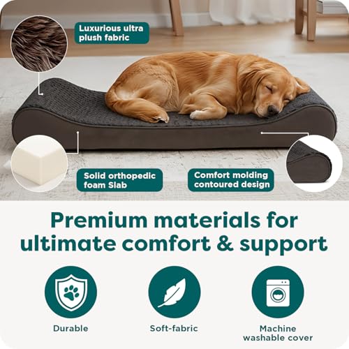 FurHaven Ultra Plush & Suede Luxe Lounger Orthopedic Pet Bed, Chocolate, JumboPlus - color: Chocolate, size: Jumbo Plus/XXL