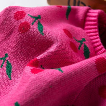 Dog Sweater for Small Dogs Pink Cherry Knitted Pullover,Puppy Sweatshirts Chihuahua Sweaters Warm Soft Pet Yorkie Winter Clothes for Kitten Cats and Dogs (XX-Small) - size: XX-Small（2-3lbs）