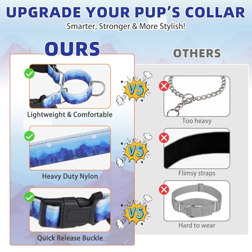 KOOLTAIL Martingale Collar for Dogs for Small Medium Large Dogs, Soft Padded Nylon No Pull Dog Collar with Buckle, Adjustable No Slip Heavy Duty Durable Puppy Training Collar for Boys Girls, Blue M