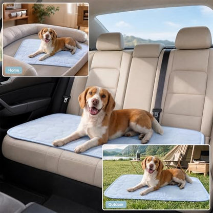 Pet Cooling Mat for Dogs, Breathable & Washable Cat Cooling Mat, Thin & Portable Dog Bed for Crate Kennel Car Sofa Floor, Q-Max>0.4 Indoor Outdoor Summer Use, 24x18, Blue - size: 24" x 18" (S)