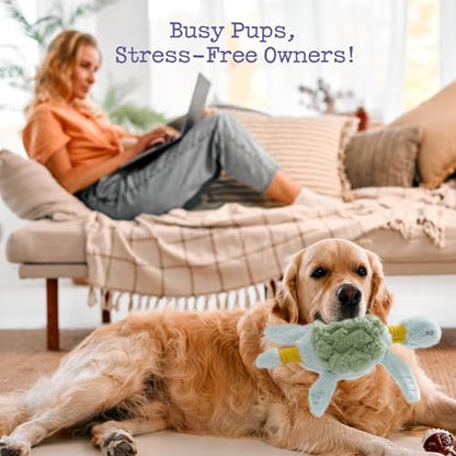Fuzzwoof Squeaky Dog Toy, New 2025 Turtle Tug of War Crinkle Dog Toy, Tough Large Breed Interactive Stuffed Toy Trianing Fun to Keep Them Busy - style: Turtle