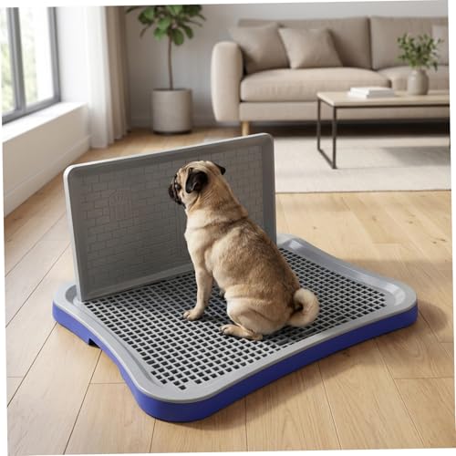 Dog Pee Pad Holder Dog Toilet, Indoor Potty Tray with High Walls Removable Mesh Pee Pad Holder for Puppy & Small Dogs Potty Training, Blue