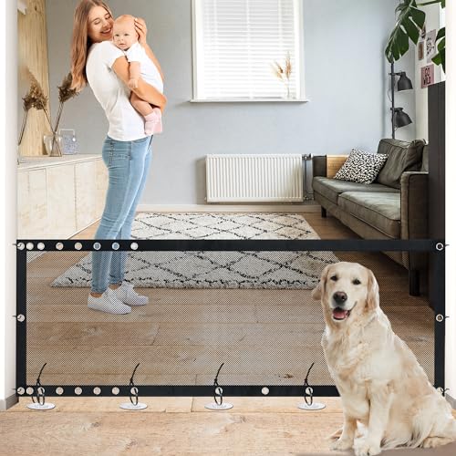 NWK Magic Dog Gate for Stairs Pet Gate for The House Providing a Safe Enclosure for Pets to Play and Rest, 6 Hooks Design (120'' X 30'') - size: 120'' X 30''