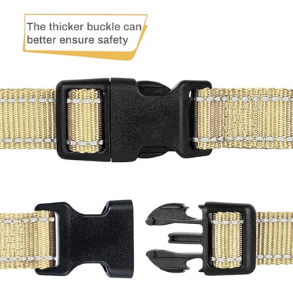 HEELE Dog Collar, Reflective Dog Collar, Soft Neoprene Padded Breathable Nylon Pet Collar Adjustable for Small Dogs, Light Khaki, S(10.23-14.96") - color: Light Khaki, size: Small (10.23-14.96")