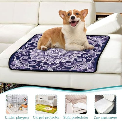 Qilmy Mandala Pet Mat, Waterproof Reusable Dog Training Pad Anti-Slip Pet Creat Pad for Small Medium Large Dogs and Cats - size: Medium+Large