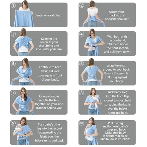 Baby Wraps Carrier, Jeroray Baby Carrier,Hands Free Infant Carrier, Lightweight,Breathable,Softness,Baby Blue - color: Baby Blue