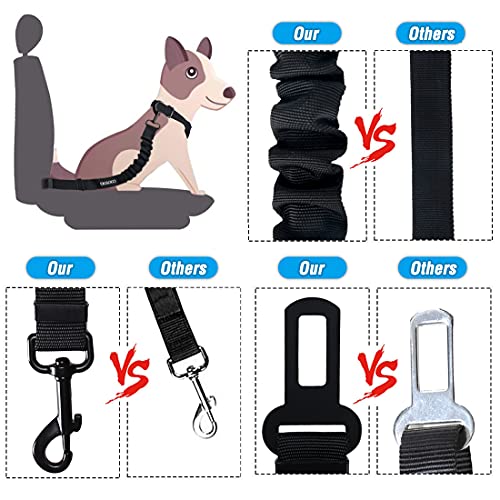 COOYOO Dog Seat Belt,3 Piece Set Retractable Dog Car Harness Adjustable Seat Belt for Vehicle Nylon Pet Safety Seat Belts Heavy Duty & Elastic - color: Set 06-Pink+Blue