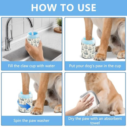 Ships Beige Pattern Dog Paw Cleaner Cup with Soft Silicone Brush, Lightweight Small Portable Muddy Paw Washer for Dogs, Easy to Use Pet Foot Cleaner