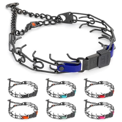 Herm Sprenger Black Stainless Steel Dog Collar with Quick Release ClicLock Buckle and Biothane Insert Training Collar Made in Germany (Blueberry Royal, 23in x 3.2mm(Neck Size up to19-20in)) - color: Blueberry Royal, size: 23in x 3.2mm(neck size up to19-20