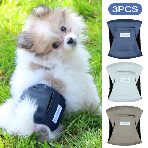 Paw Legend Washable Dogs Diapers Male Dog Belly Bands for Male Dogs Diapers Reusable Puppy & Doggie Diapers Male - color: Grey, Brown, Navy, size: X-Small