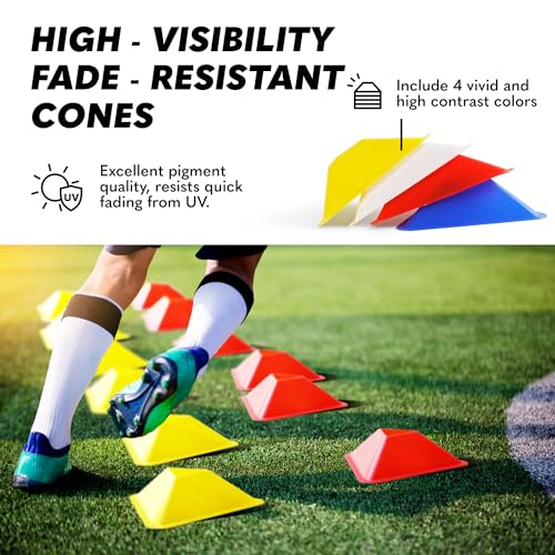 GSi Sports Training Cones for Agility Drills – Soccer & Basketball Multi-Sport Field Markers, Durable Flexible Cones in Multiple Shapes & Packs (20–80 Pack) - style: Triangle - 40 Pack