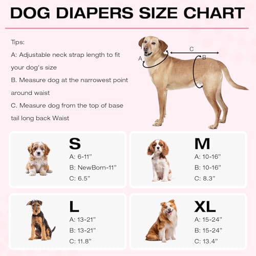 3 Pack Washable Female Dog Diapers with Adjustable Suspender, Reusable Sanitary Panties for Dogs in Heat, Leak-Proof Design for Small Dogs - size: XL
