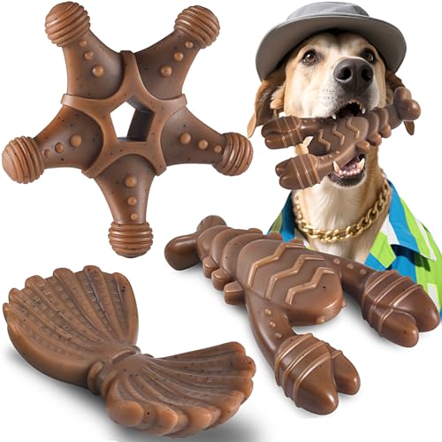 NEZIN Dog Toys for Aggressive Chewers, Indestructible Toys for Large Dogs, Dog Chew for Large Medium Small Breed, 3 Pack Super Chewer with Tough Nylon, Gift for Dogs - color: 3 PCS