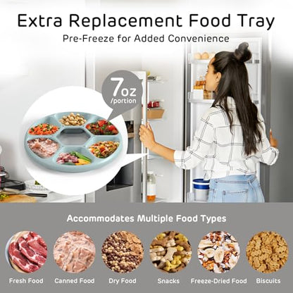 Brioche Automatic Wet Food Feeder for Pets - True 6-Meal Cordless Fresh Can Dispenser with Two Ice Packs, Perfect for Newborn Senior Sick Cats and Small Dogs