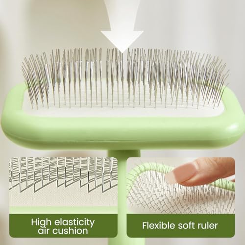 Pet Groomer Pin Brush, Professional Dog Wahing Brush Self Cleaning Slicker Comb for Cats & Dogs - color: Large Green, size: 6.5*4.72*1.97in