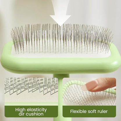 Pet Groomer Pin Brush, Professional Dog Wahing Brush Self Cleaning Slicker Comb for Cats & Dogs - color: Large Green, size: 6.5*4.72*1.97in