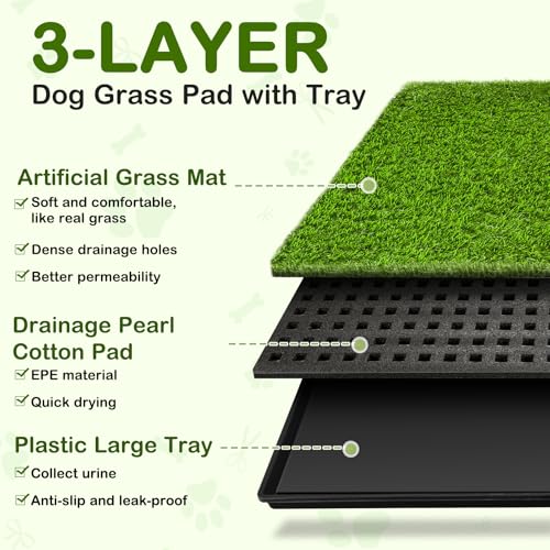 Dog Grass Pad with Tray, 23''X17'' Small Artificial Turf Grass Potty, Reusable Puppy Pee Pads for Dogs, Portable Dog Litter Box for Indoor/Outdoor Potty Training Toilet - size: Small