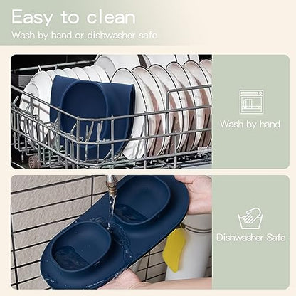 Dog Food Bowls Pet Bowls & Dog Water Bowls with No-Spill and Non-Skid, Feeder Bowls with Dog Bowl Mat for Small Medium Large Size Dogs Cats Puppy Pets, Dog Dishes (Blue) - color: Blue