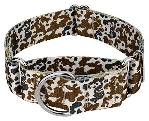 Country Brook Petz - HossFit Jr Wide Martingale Dog Collar - Country and Western Collection Featuring Rustic Designs (Cow Print, Medium) - color: Cow Print, size: Medium (Pack of 1)