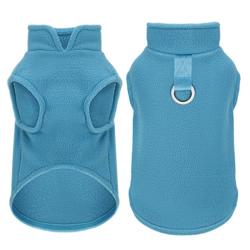 Sleeveless Pullover Fleece Vest for Small Dogs: Cozy Polyester Dog Jacket, Tank Top Sweater with Leash Ring and Armholes, Crisp, Warm, and Easy-to-Wear Design for Everyday Comfort Lake Blue XS - color: Lake Blue, size: XS-(3~5lb) | Chest(~13.7")