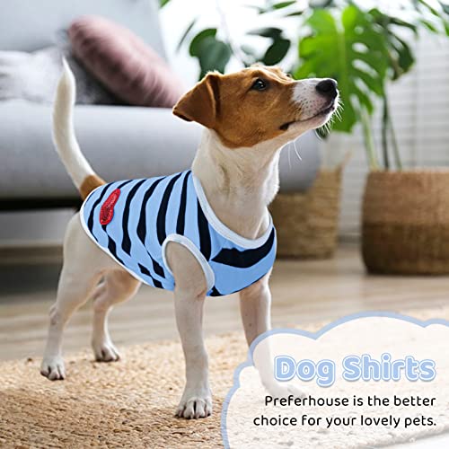 Pet Dog Striped T-Shirt Dogs Cats Cotton Vest Spring Summer Pet Apparel Tee Shirt Suitable for Small and Medium Large Pets French Bulldog Bichon - color: Blue-Vest, size: X-Small