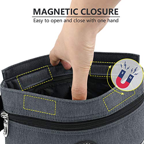 Viklluyr Dog Treat Pouch Bag with Magnetic Closure, Dog Food Carrier with Removable Inner Pocket, Perfect Dog Training Bag for Agility Training - Including Carabiner - color: Black, size: M