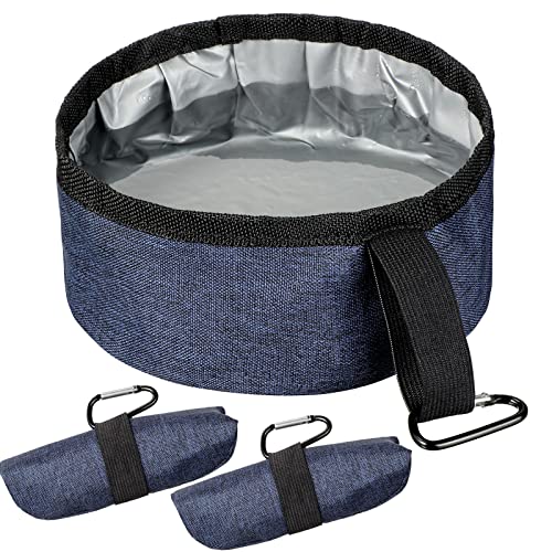 Meanplan 2 Pack Portable Dog Bowls Foldable Travel Dog Dish Portable Puppy Water and Food Bowl Pet Hiking Accessories for Small and Large Pets(Dark Blue,40 oz) - color: Dark Blue