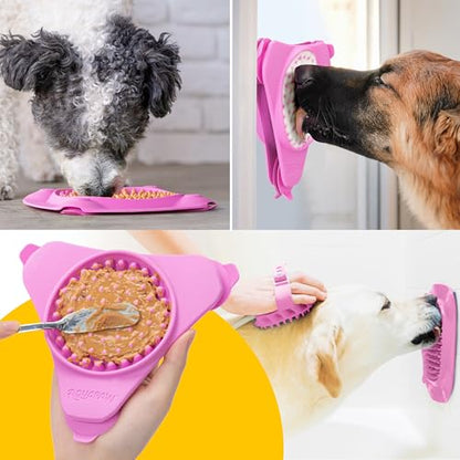 Aquapaw Lick Mat for Dogs 2-Pack XL & Small, Suction Cup Dog Slow Feeder Pad & Licking Mat for Peanut Butter Treats – Calming Dog Bathing Aid, Stress Relief & Mental Stimulation for All Breeds - Pink - size: 2-Pack XL & Small