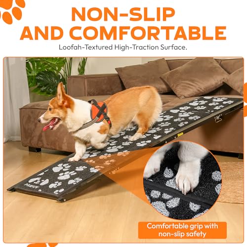 Dog Ramp for Car 71"x17.2" Wide Portable Folding Pet Ramp with Non-Slip Surface. Extra Wide Portable Ramp for Large, Small & Senior Dogs to Get in Cars, SUVs, Trucks & Beds, Up to 250LBS