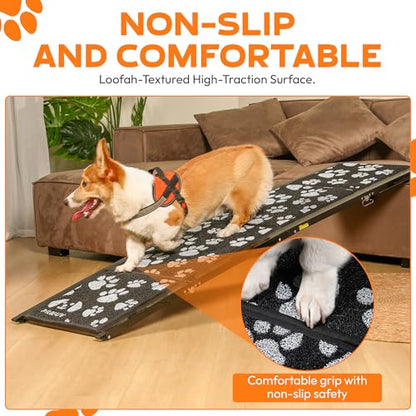 Dog Ramp for Car 71"x17.2" Wide Portable Folding Pet Ramp with Non-Slip Surface. Extra Wide Portable Ramp for Large, Small & Senior Dogs to Get in Cars, SUVs, Trucks & Beds, Up to 250LBS