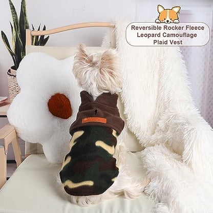 Dog Sweaters for Small Dogs Boy Girl, Plaid Puppy Sweater Fleece Dog Clothes Vest, Stretchy XSmall Doggie Sweater Pet Clothes, Chihuahua Teacup Doggy Clothes, Camouflage, S - color: Camouflage, size: Small (Chest 15in )