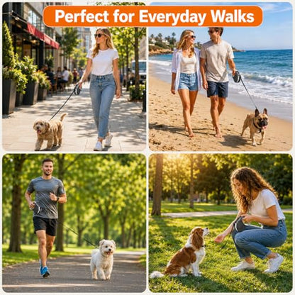 Retractable Dog Leash 16FT for Small & Medium Dogs up to 55 lbs – Tangle-Free 360° Swivel, One-Hand Dual Brake & Lock, Comfortable Anti-Slip Grip for Safe Daily Walks