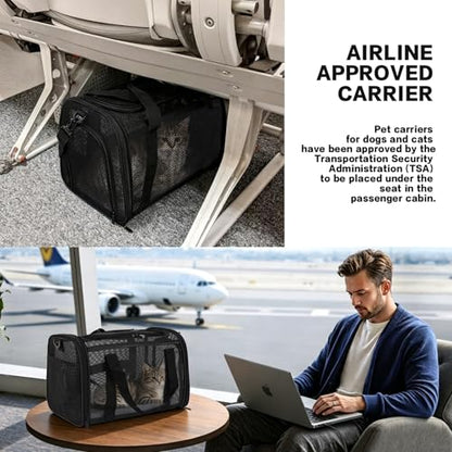 Cat Carrier, Soft-Sided Pet Carrier Bag, Breathable Mesh, Black (Black, 20 * 13 * 13) - color: black, size: 20*13*13
