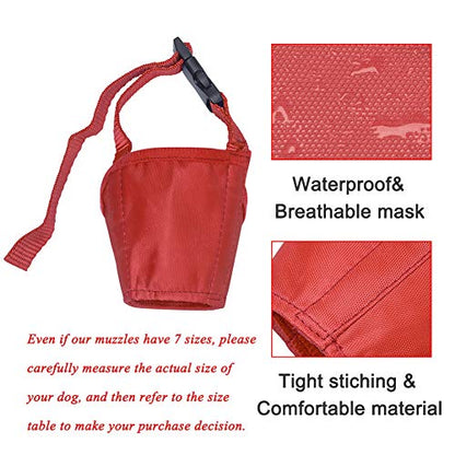 Coppthinktu 7PCS Adjustable Muzzle for Biting Barking, Comfortable Dog Mouth Cover for Small Medium Large Dogs with Long Snout - color: AB-Red