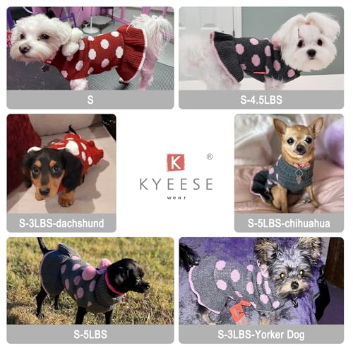 KYEESE Valentines Dog Sweater Dress, Warm Dog Sweaters for Small Dogs Girl Cats Dogs Clothes, Pullover Cozy Knit Pet Appare with Leash Hole, Pink Dot, S - color: 03# Polkadot (Pink), size: Small (3-6lbs)