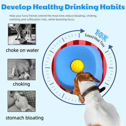 Slow Feeder Dog Bowl for Liquid with Built-in Ball,250ml Non-Slip for Bone Broth & Yogurt,Prevents Wet Chin,Anxiety Relief & Mental Stimulation,Food-Grade Easy Clean Enrichment Toy for All Breeds