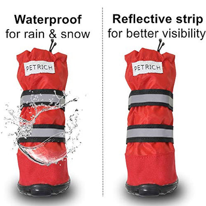 Dog Shoes, URBEST Waterproof Dog Boots, Christmas Warm Lining Nonslip Rubber Sole for Snow Winter (M, Red) - color: Red, size: M