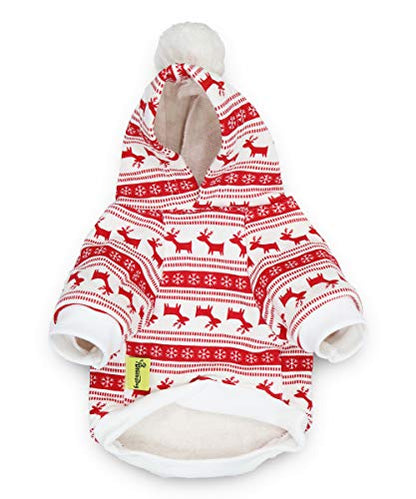 Dog Christmas Clothes Reindeer Puppy Hoodie Shirts for Small Dogs, Small - color: Reindeer, size: Small (3.3-5.5lb)