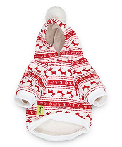 Dog Christmas Clothes Reindeer Puppy Hoodie Shirts for Small Dogs, Large - color: Reindeer, size: Large (8.8-13.2lb)
