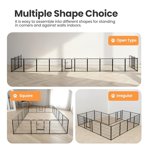 Simple Deluxe Dog Playpen Outdoor Indoor, 24 Inch 16 Panels Dog Fence for Small Dogs Puppy, Perfect Dog Pen for Camping, Yard, RV, Garden Fence, Black - size: 24 Inch 16 Panels