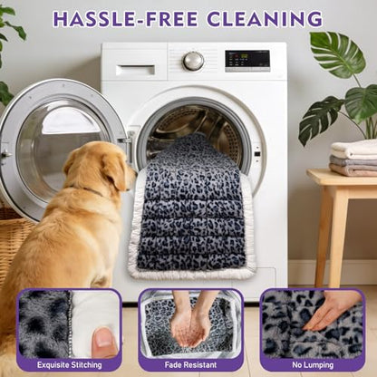 Backseat Dog Bed Mat for Car, Non-Slip Scratch-Resistant Dog Car Seat Cover, Soft Thick Pet Travel Cushion, Washable Back Seat Protector Blanket for Cars SUVs Trucks, 53 x 24 Inches - color: Purple Leopard Pattern
