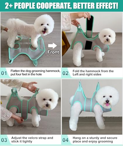 Kkiimatt XS Dog Grooming Hammock Harness, Grey, Nail Trimming, Holder, Restraint, Thick Neck Support - size: XS (14 LB Max) Silver Grey 4.5-10in
