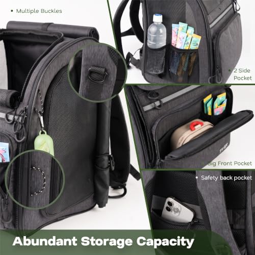 Premium Dog & Cat Carrier Backpack for Travel, Hiking & Vet Visits - Solid Durable Pet Backpack with Breathable Mesh, Safety Strap, Anti-Anxiety Curtain & Storage Pockets (Dark Gray) - color: Dark Gray