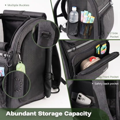 Premium Dog & Cat Carrier Backpack for Travel, Hiking & Vet Visits - Solid Durable Pet Backpack with Breathable Mesh, Safety Strap, Anti-Anxiety Curtain & Storage Pockets (Dark Gray) - color: Dark Gray