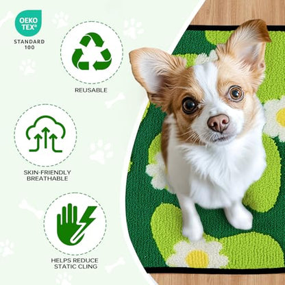 Qeils Reusable Puppy Pads for Small Dogs, Washable Pee Pads with Non-Slip , Absorbent Leakproof Mat for Crates, Playpens, Pet Beds & Whelping, Indoor Potty Training Grass Green, 14"x18", 2 Pack - size: 14"x18"(Pack of 2)