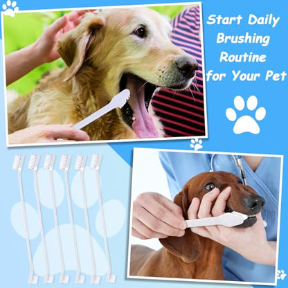 Honeydak Dog Toothbrush Bulk Dual Headed Dental Brushes Dogs Tooth Brushing Kit Long Handle Pet Tooth Brush for Puppy Large Small Cats and Most Pets Teeth Cleaning Dental Supplies(70 Pcs,White) - color: White