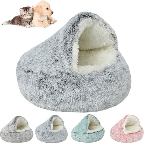 Cozy Cocoon Dog Bed, Cuddle Dog Bed for Dogs Medium Large, Fluffy Covered Hooded Cozy Burrow Puppy Beds, Hooded Cozy Bed for Dogs (B, XL(65cm)) - color: B, size: XL(65cm)